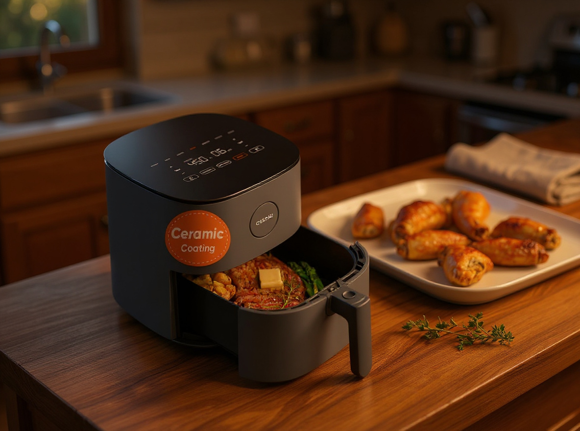 Cosori 9-in-1 TurboBlaze Air Fryer 6 Qt, PFAS-Free Ceramic Coating, 90°–450°F, Precise Heating for Even Results, Air Fry, Roast, Bake, Broil, Dry, Frozen, Proof, Reheat, Keep Warm, 120V, Dark Gray