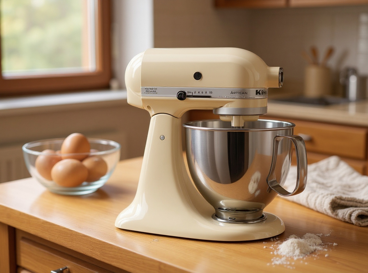 KitchenAid Artisan Series 5 Quart Tilt Head Stand Mixer with Pouring Shield KSM150PS, Almond Cream