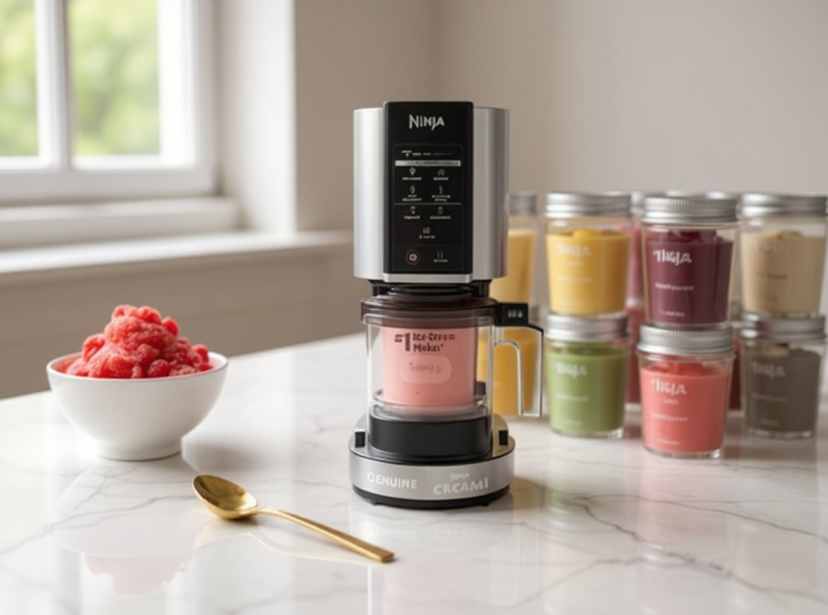 Ninja NC301 CREAMi Ice Cream Maker, for Gelato, Mix-ins, Milkshakes, Sorbet, Smoothie Bowls & More, 7 One-Touch Programs, with (2) Pint Containers & Lids, Compact Size, Perfect for Kids, Silver