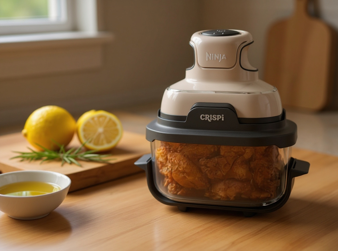 Ninja Crispi 4-in-1 Glass Air Fryer | With Non-Toxic 4QT & 6-Cup Glass Containers & Lids | Microwave, Freezer, Dishwasher Safe | 450°F Max Temp |1500 Watt | Stone | FN101ST
