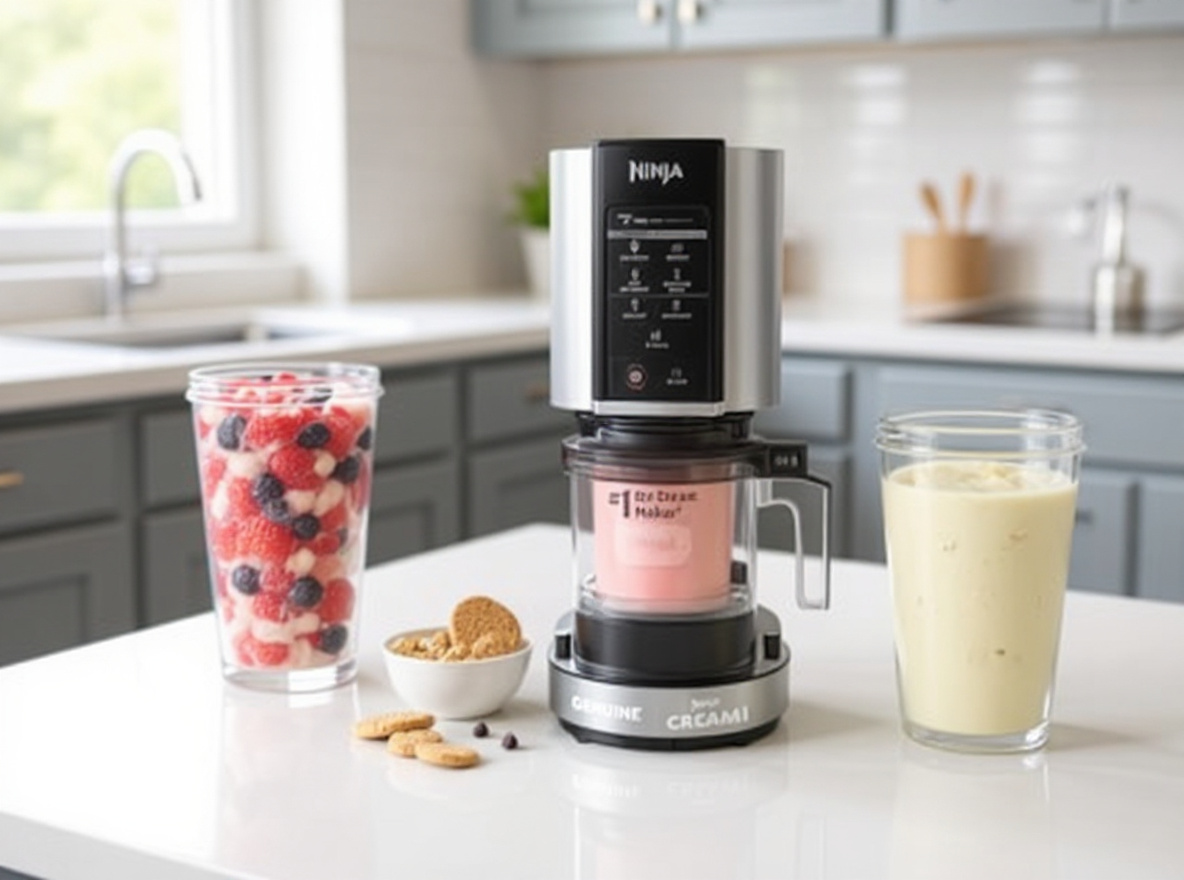 Ninja NC301 CREAMi Ice Cream Maker, for Gelato, Mix-ins, Milkshakes, Sorbet, Smoothie Bowls & More, 7 One-Touch Programs, with (2) Pint Containers & Lids, Compact Size, Perfect for Kids, Silver