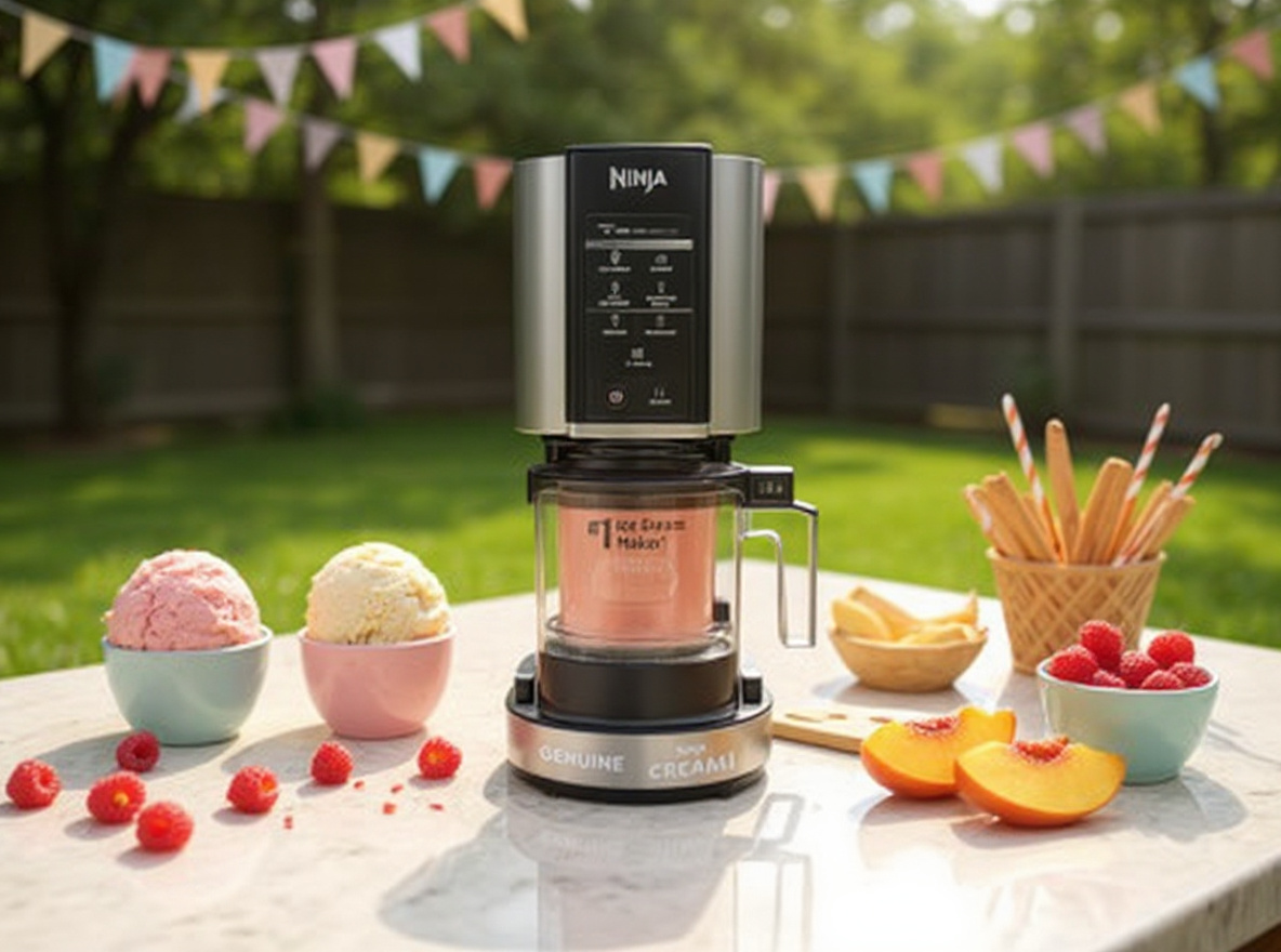 Ninja NC301 CREAMi Ice Cream Maker, for Gelato, Mix-ins, Milkshakes, Sorbet, Smoothie Bowls & More, 7 One-Touch Programs, with (2) Pint Containers & Lids, Compact Size, Perfect for Kids, Silver