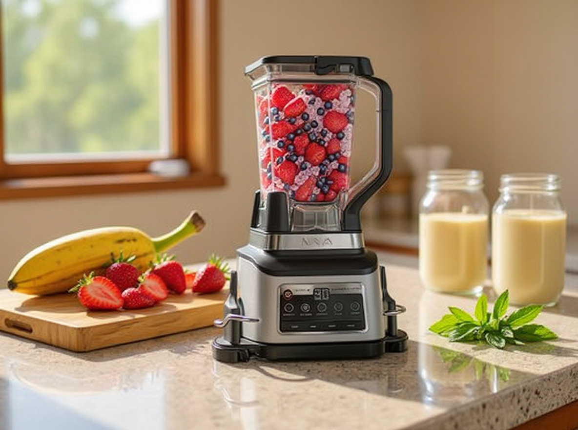 Ninja BN801 Professional Plus Kitchen System, 1400 WP, 5 Functions for Smoothies, Chopping, Dough & More with Auto IQ, 72-oz.\* Blender Pitcher, 64-oz. Processor Bowl, (2) 24-oz. To-Go Cups, Grey