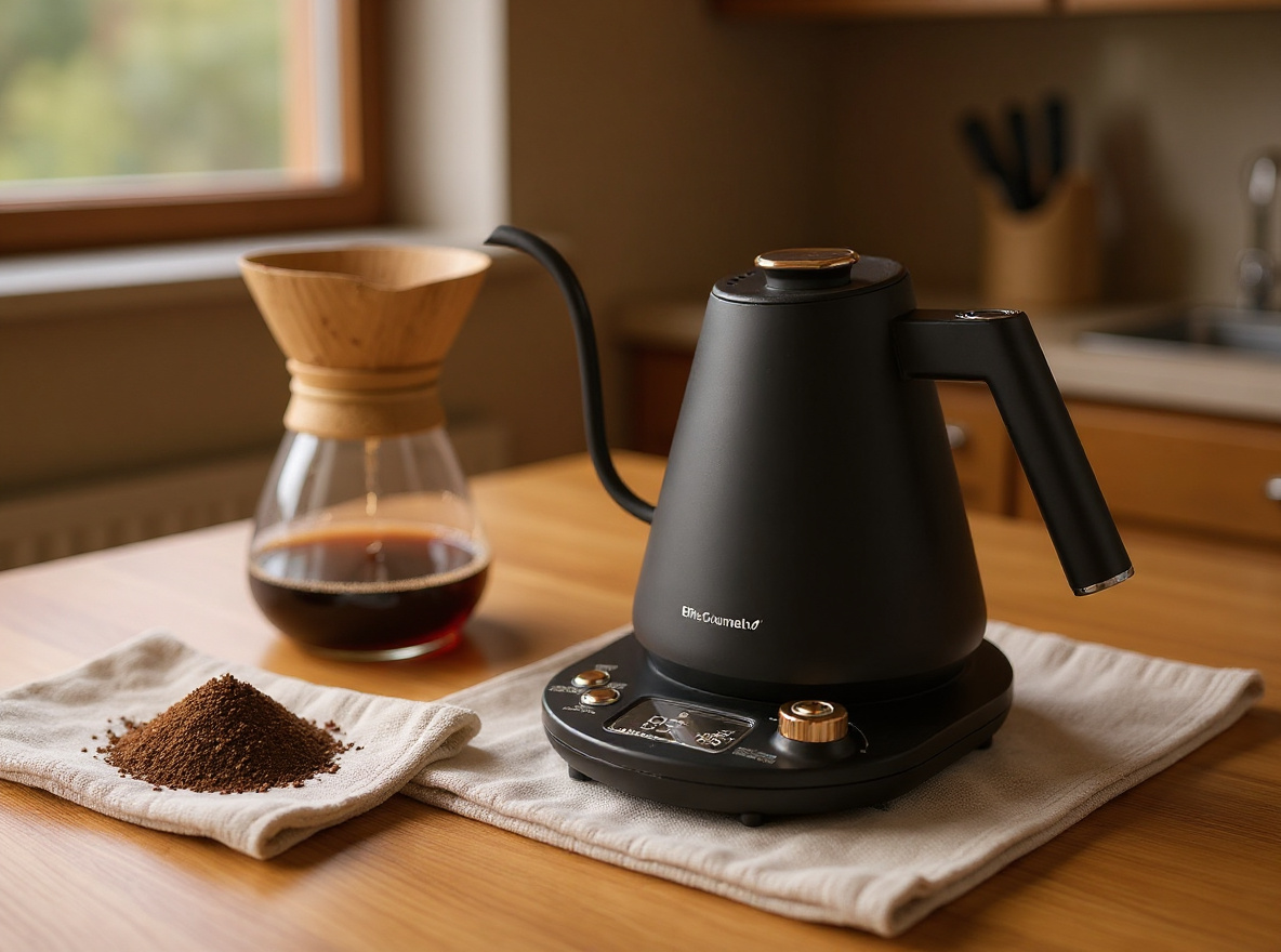 Cosori Electric Gooseneck Kettle with 5 Temperature Control Presets, Pour Over Kettle for Coffee & Tea, Hot Water Boiler, 100% Stainless Steel Inner Lid & Bottom, 1200W, 0.8L, Black