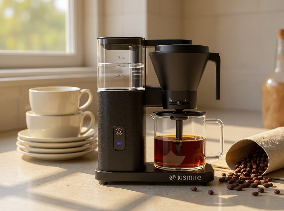Kismile SCA-Certified 8 Cup Drip Coffee Maker, Pour Over Coffee Machine with 3s Instant Heat 197–205℉, Adjustable Flow Control, Removable Water Tank, Deep Cold Brew & 40 Min Keep Warm