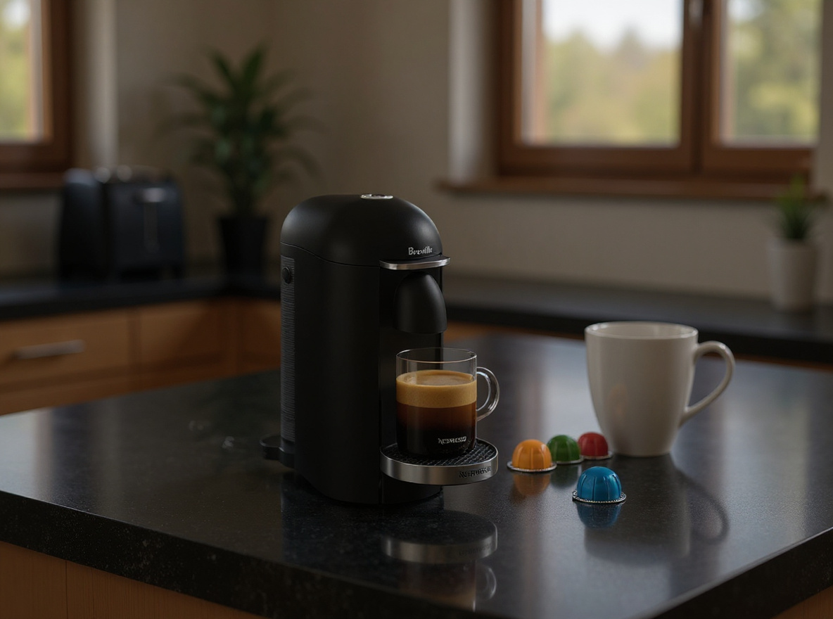 Nespresso VertuoPlus Deluxe Coffee and Espresso Maker by Breville with Aeroccino, Black